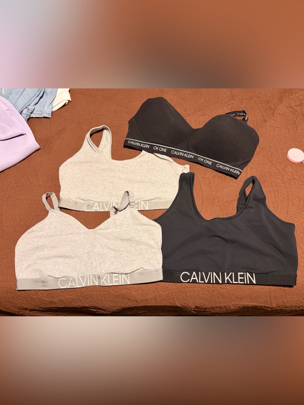 Calvin Klein Black & Light Gray Bralette Set